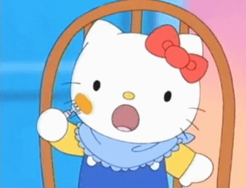 New trending GIF tagged 90s eating hello kitty…