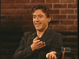 Laughing Robert Downey Jr animated GIF