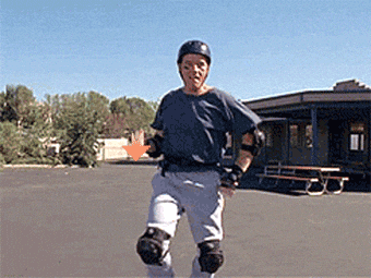 Bryan Cranston rollerblading