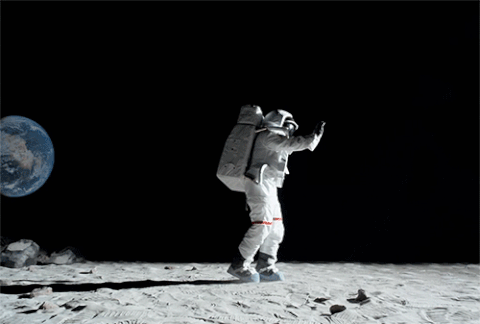 Astronaut performing a Michael Jackson-style moonwalk