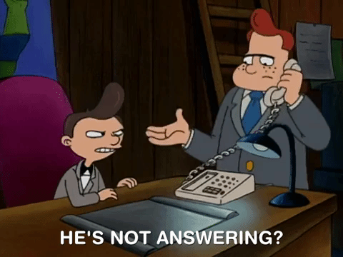 Cartoon characters on the phone