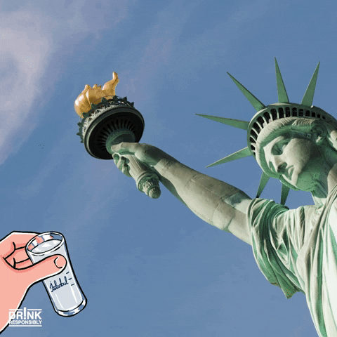 Statue Of Liberty Cheers GIF by yenirakiglobal