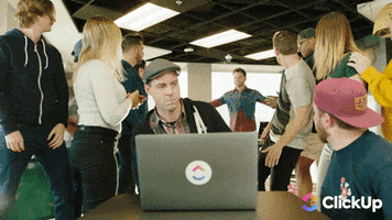 clickup commercial startup clickup on the set GIF