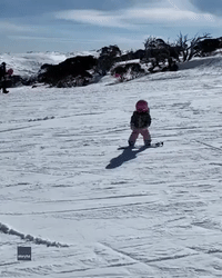 Toddler Does Her 'First Jumps' on Snowboard