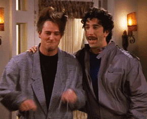 New trending GIF tagged friends excited chandler bing…