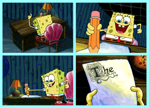  spongebob writing p editing revision GIF
