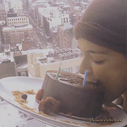 eating chocolate cake gif