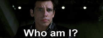 Gif of Zoolander staring into his reflection in a puddle and asking, "Who am I?" The reflection replies, "I don't know."