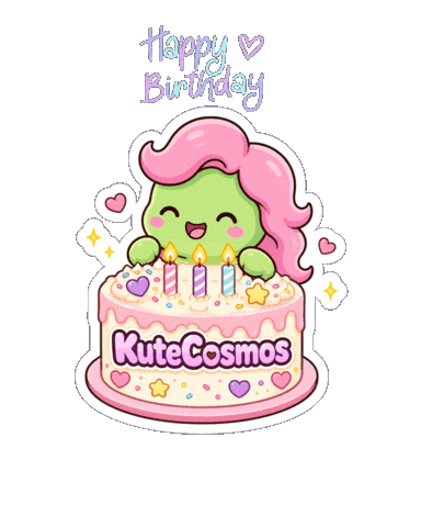 Birthday Auguri Sticker by KuteCosmos | Home of Fruffy and 12 Kute Signs