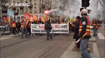 strike demonstration GIF by euronews