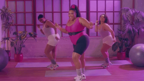 gif of Lizzo teaching a workout routine