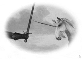 sword fighting unicorn GIF by Colin Raff