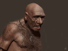 petrycaricatures old neanderthal single tooth in the mouth. functional. GIF