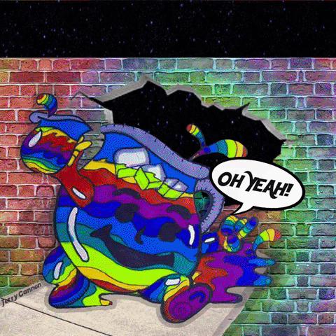 InfiniteBit psychedelic oh yeah kool aid man rainbow art GIF