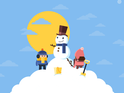 Animation: loop, christmas, cartoon, santa, xmas, santa claus, snowman