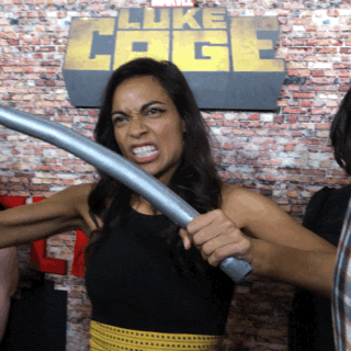 Luke Cage muscles strong rosario dawson grr GIF