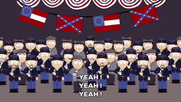 civil war reenactment cheering group GIF by South Park 