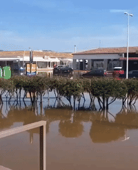 Cars Abandoned in Flood Water Following Heavy Rain in Alicante