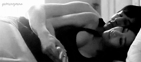 black and white spooning GIF
