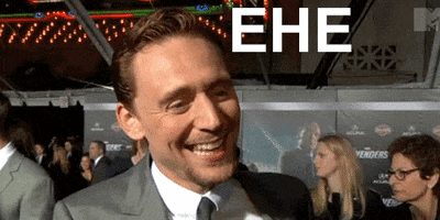 tom hiddleston laugh GIF
