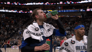 dirk nowitzki drinking GIF by NBA