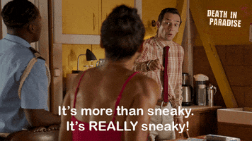 deathinparadiseofficial sneaky death in paradise secretive underhand GIF