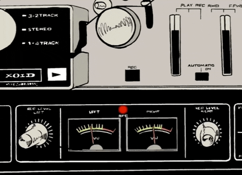 GIF of a tape player with its VU meters moving.