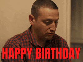 TV gif. Clip of Tim Robinson in "I Think You Should Leave" looking down with a sad or bewildered expression, saying, "Happy birthday."