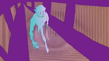 yawnstant animation trippy monster walk GIF