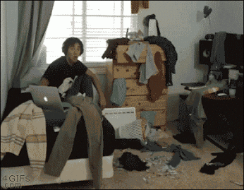 messy room frantic kid GIF