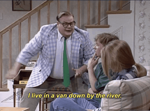 Image result for living in a van down by the river gif