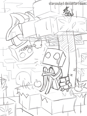 starsoulart minecraft creeper enderman painting process GIF