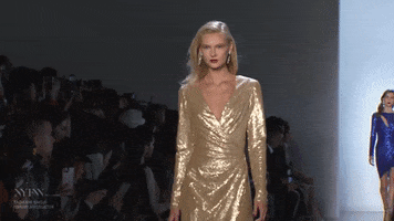 Tadashi Shoji Gold Dress GIF by NYFW: The Shows