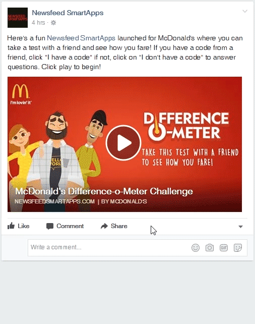 newsfeedsmartapps mcdonalds newsfeed smartapp facebook game interactive facebook post GIF