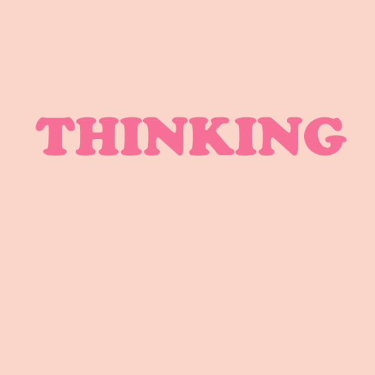 Text gif. In pink capitalized text, we see the message, “Thinking of you.” Black handwriting appears that changes the message to “Thinking of your butt,” and then a heart is drawn with an arrow through it beneath the message.