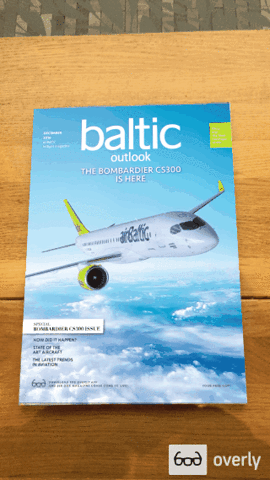 Overly magazine interactive augmented airbaltic GIF