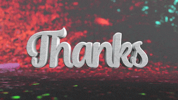 Text gif. A flashing glittery background shines behind the text, "Thanks."