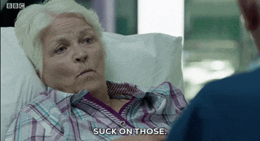 queen-janine fingers suck v sign casualty GIF