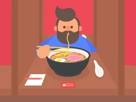 James Curran eating lunch noodles ramen GIF