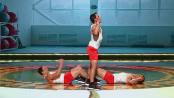 Working Out Gong Show GIF by Virzi Triplets