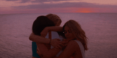 springbreakers  friends hug ocean sunset