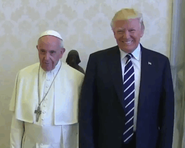 donald trump depressed pope pope francis zoom in GIF