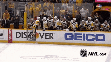 pittsburgh penguins bench celebration GIF by NHL