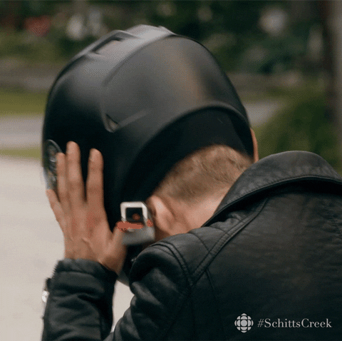 Schitts Creek Helmet GIF by CBC - Find & Share on GIPHY
