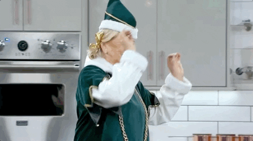 Martha Stewart in elf attire
