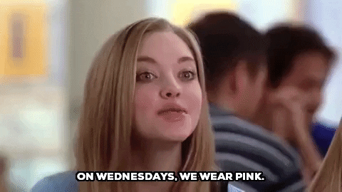Image result for on wednesdays we wear pink gif