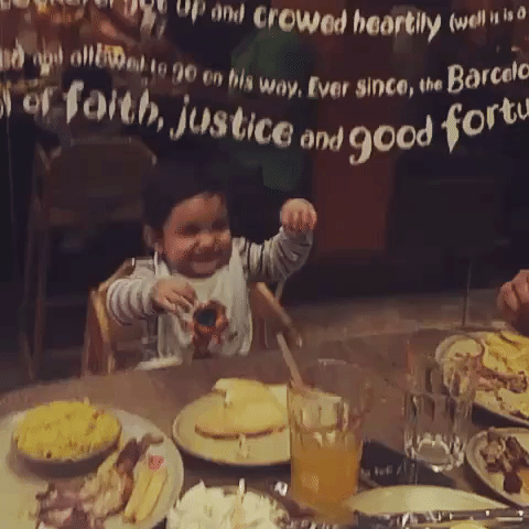 Nilam #happy happy #dancing dancing #baby baby #laughter  laughter fun food chicken tummy GIF