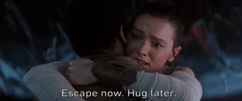 escape now hug later episode 7 GIF by Star Wars