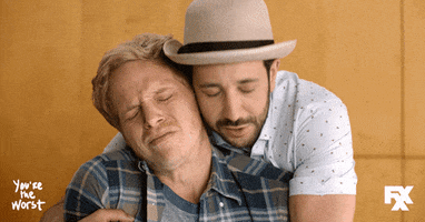 chris geere hug GIF by You're The Worst 