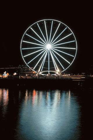 tobiasgelston seattle reflection ferris wheel long exposure GIF